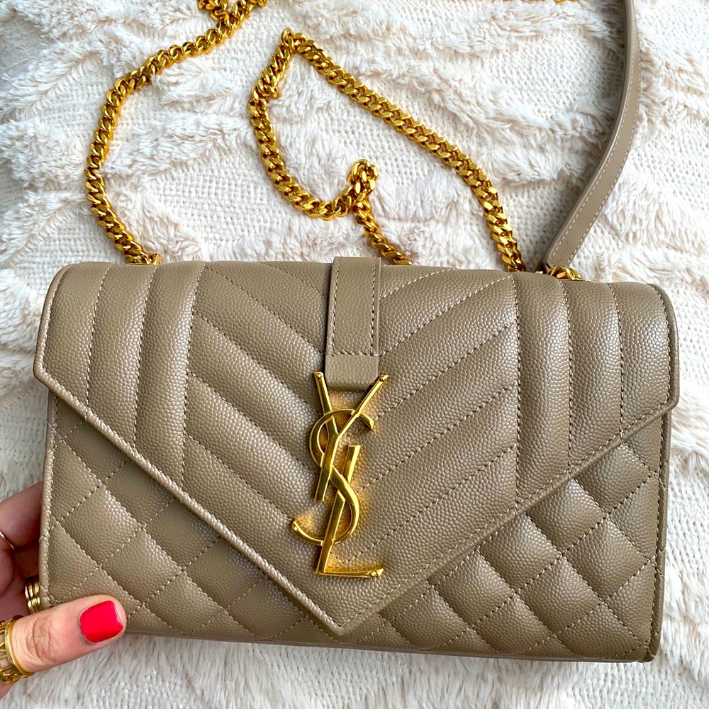 Yves Saint Laurent YSL Tan Small Envelope Bag
